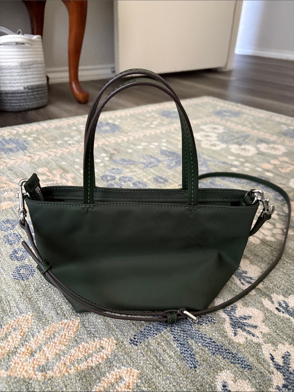 Tory Burch Dark Green Leather Mini Tote with Detachable Strap - Picture 3 of 7